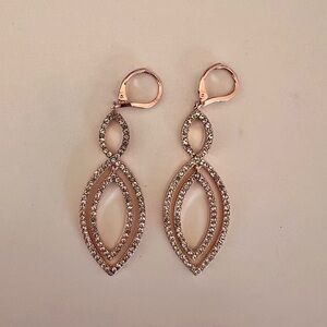Anne Klein Women's Rose Gold Crystal Orbital Drop Earrings